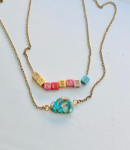 Redeemed tiles necklace